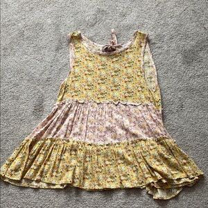 Soca Girl Floral Yellow and Pink Kids Sleeveless Top